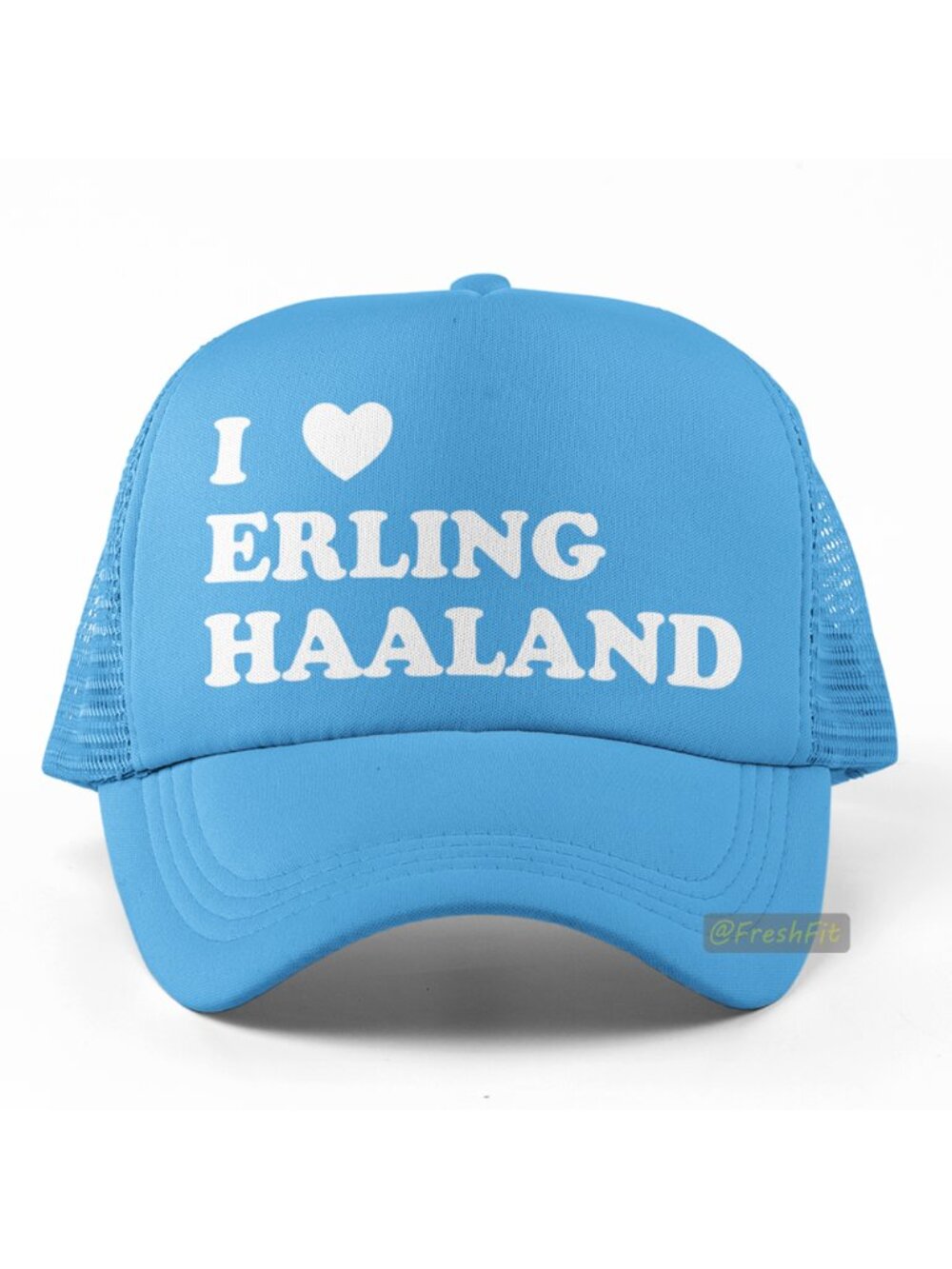 🆕I ♥ Erling Haaland Light Blue Foam Trucker Hat Mesh Snapback Cap
